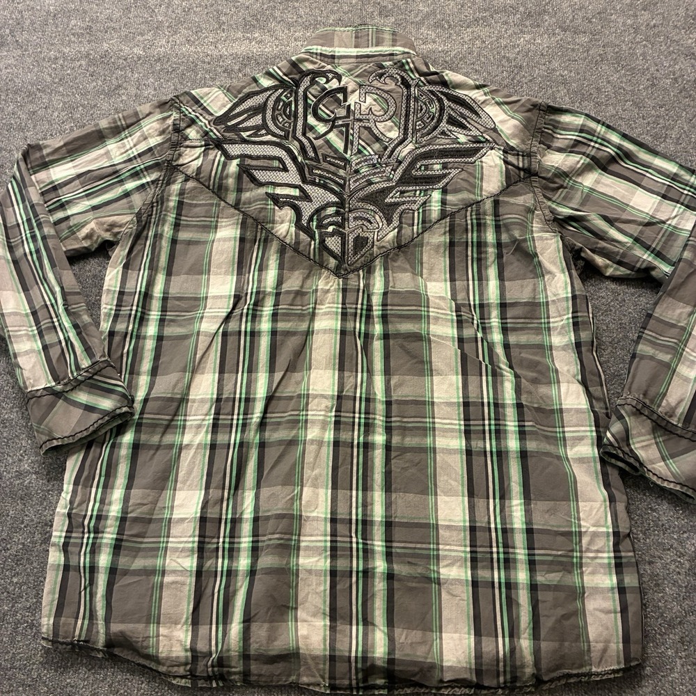 Buckle Roar Gaucho Embroidered Plaid Cowboy Button Shirt Mens 3XL Cotton - Picture 2 of 8